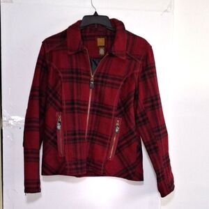 A Rough Hewn Women's Buffalo Plaid Chore Coat Wool Blend Utility Jacket Size L